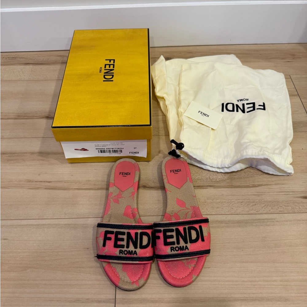 Fendi Pink and Black Sandals
